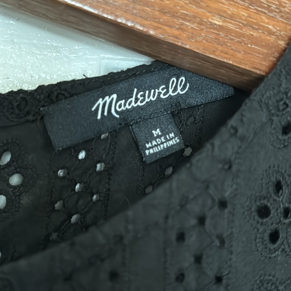 Madewell black eyelet top. Size Medium. - Picture 3 of 11